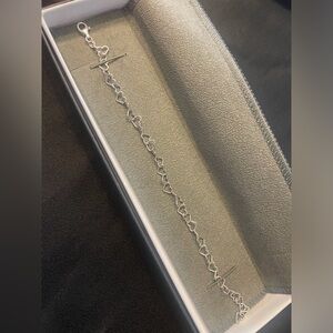 NEW .925 Sterling Silver Heart Link Bracelet